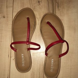 Red flip flops